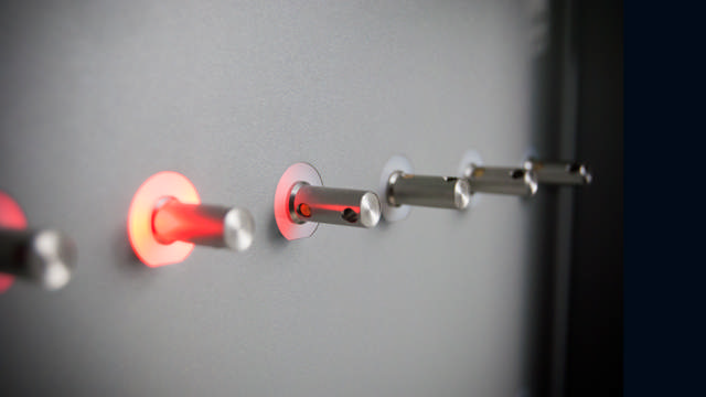 LED lights indicate the relevant key.